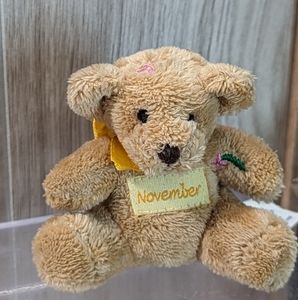 MINI! Russ Berrie November Birthday Teddy Bear Stuffed Animal Plush